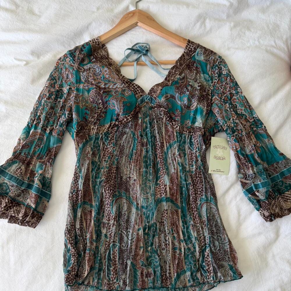 Y2K Paisley Boho Blouse